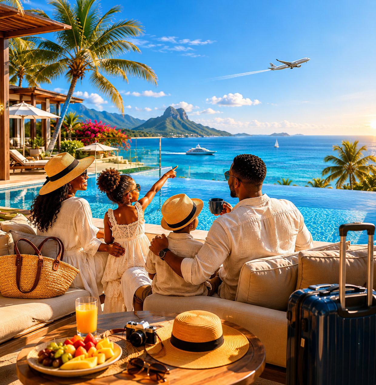 African family enjoying a premium coastal resort